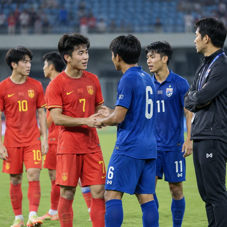 中国U23与泰国U23赛后交流，展现亚洲青年足球赛事氛围